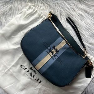 Coach Blue Beige Stripe Handbag